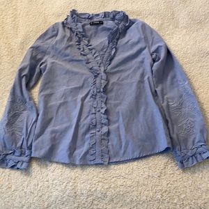 Blue embroidered sleeves blouse ✨LAST CHANCE